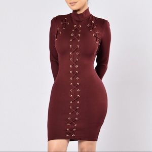 New💕Burgundy Long Sleeve Dress